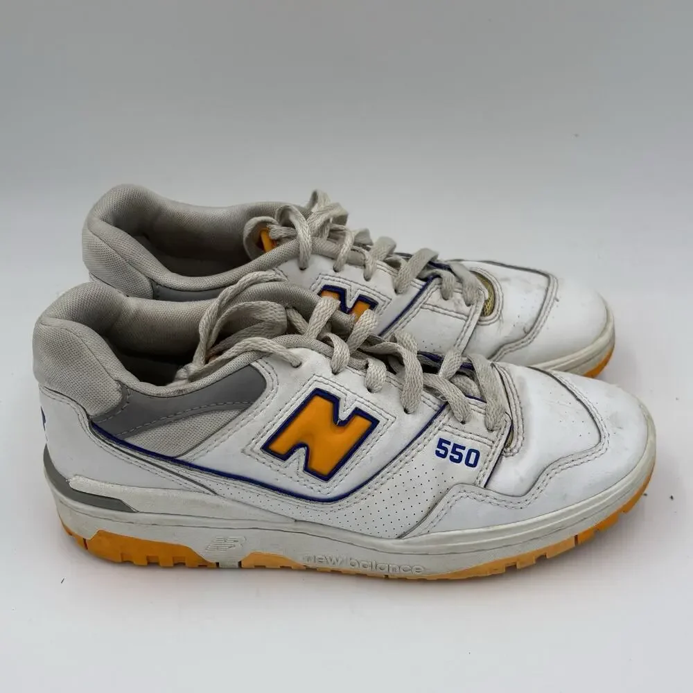 New Balance 550 Women’s Size 6.5 D White And Yellow Sneakers BB550WTO Used